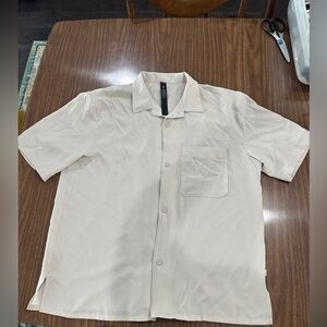 lululemon athletica Beige Short Sleeve Button-Down Shirt